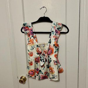 Vici Floral Fine As Sunshine Satin Babydoll Tank Top
